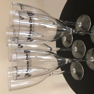 Lot de 6 flûtes à champagne transparentes Porsche Club Motorsport